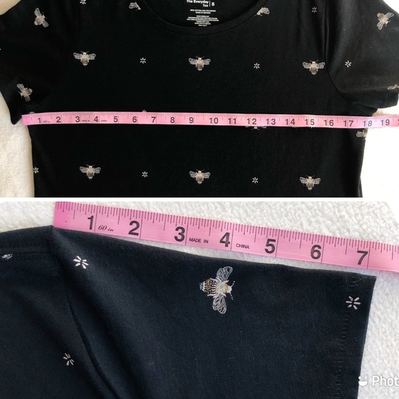 Sonoma Women’s Black Tee Bumble Bee Print Cotton, size Small - Picture 7 of 16